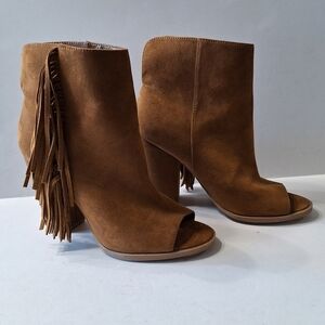 DV by Dolce Vita Tan Fringe Cowgirl Saddle Lotus Western Ankle Boots Size 7.5
